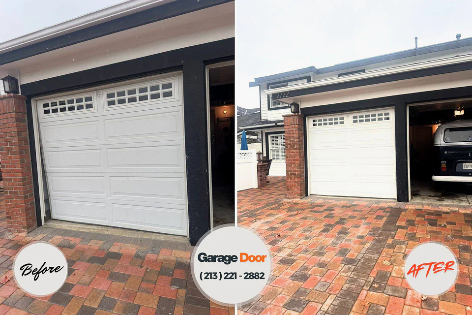 Before and after: garage door repair Riverdale, VA